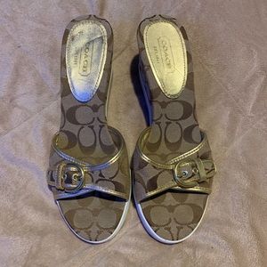 Coach Alyssa Signature Wedge Slip On Sandals